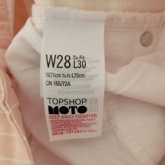 Topshop Moto Pink Pinstripe Cropped Jeans Womens W28 L30 NWT - Picture 10 of 11